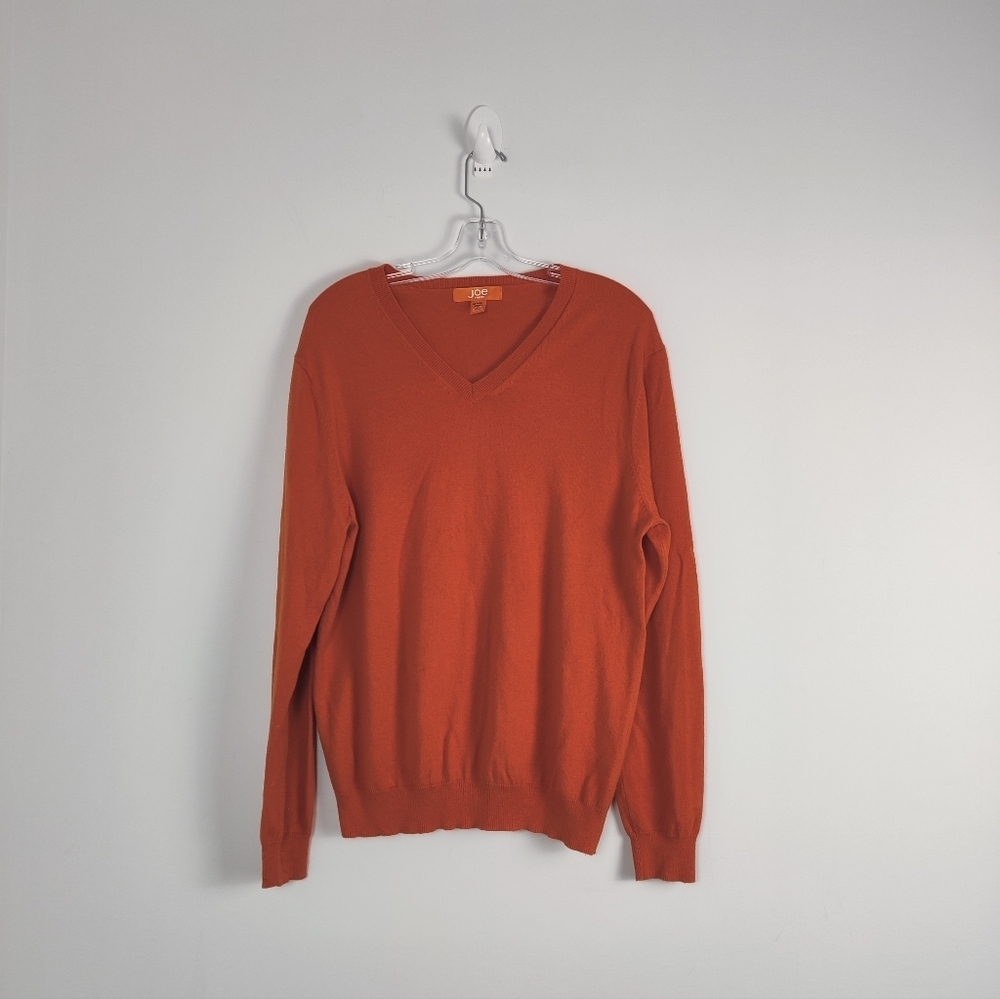 Joe Fresh Men's Cotton Wool V-Neck Sweater Burnt Orange Size L
